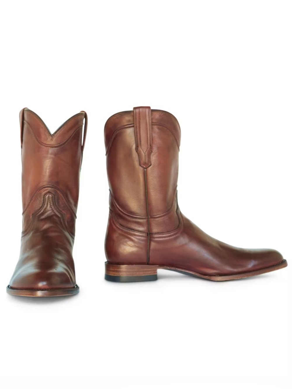 Tecovas The Earl Roper Bourbon Calfskin Leather Cowboy Boots Size 10D Mens
